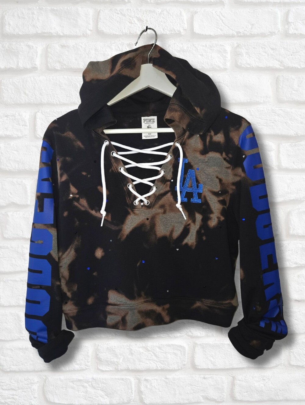 Los Angeles Dodgers Crop Hoodie W/Rhinestones